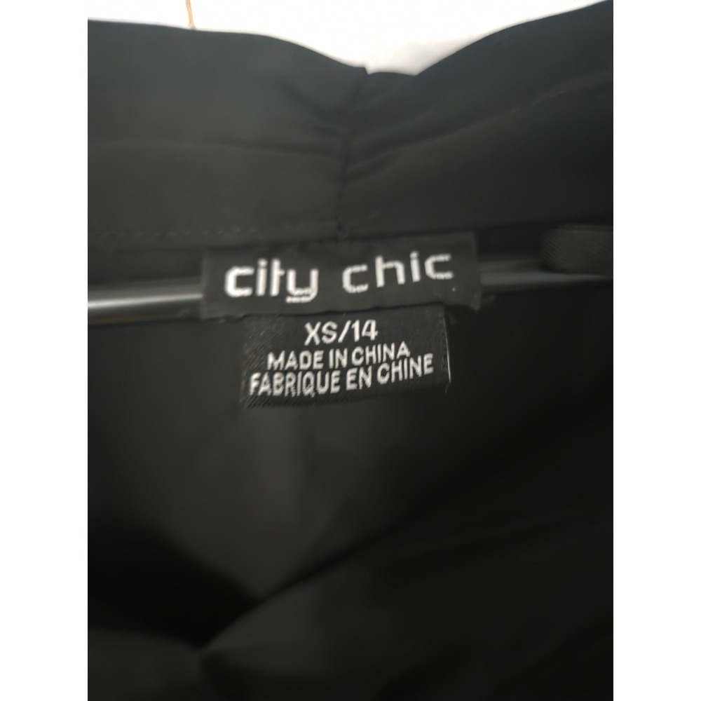 City Chic Twist Front Blouse Women XS/14 Black Dark Romantic Professional Top - Picture 5 of 5